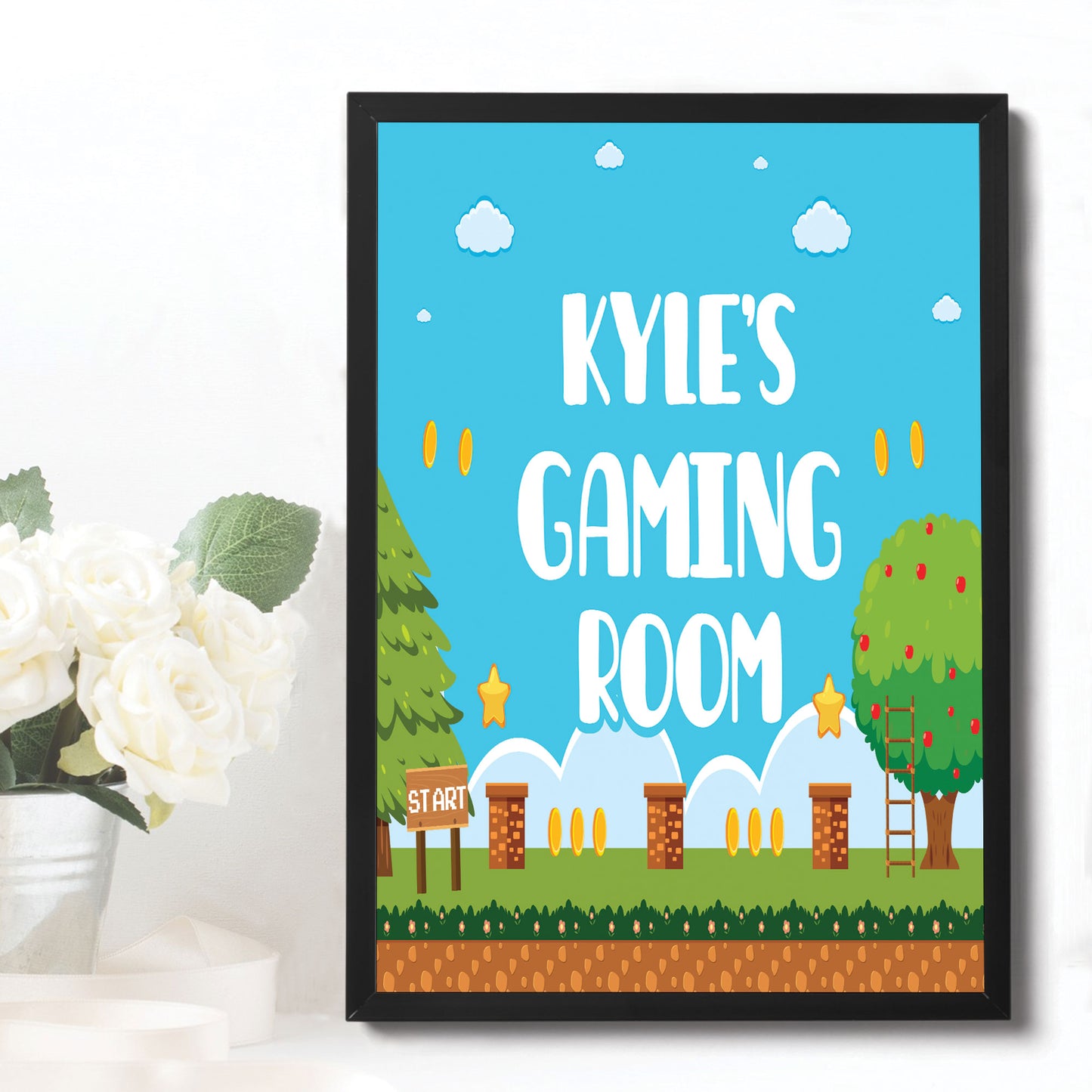 Gaming Poster Personalised Wall Print Retro Arcade Boys Bedroom