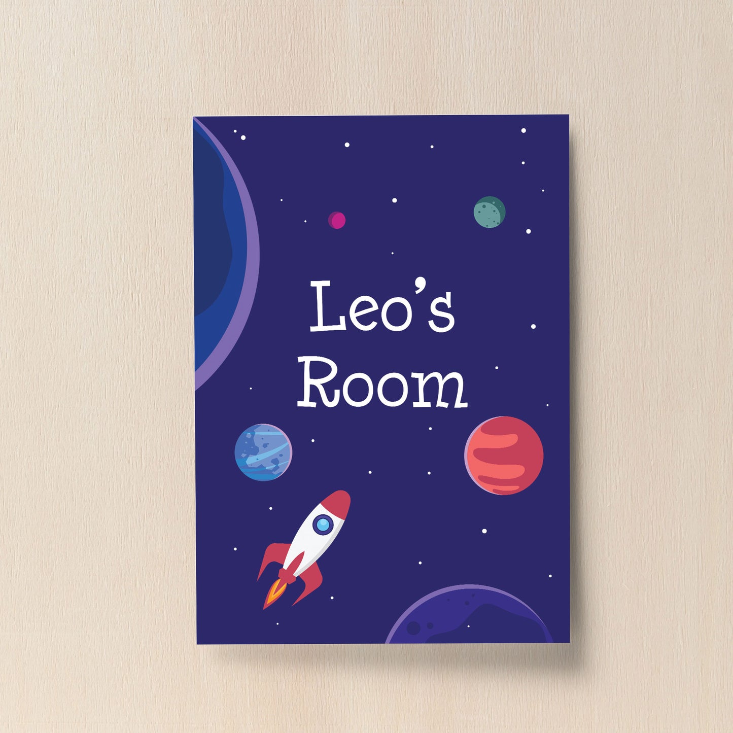 Personalised Bedroom Sign Space Theme Print Wall Art Son Gift