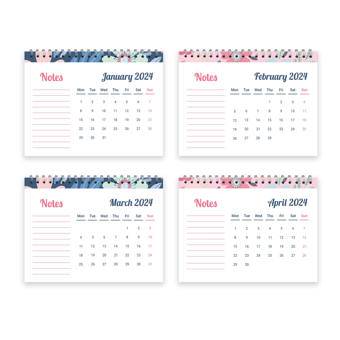 2024 Calendar Desk Calendar 2024 Monthly Desktop Calendar