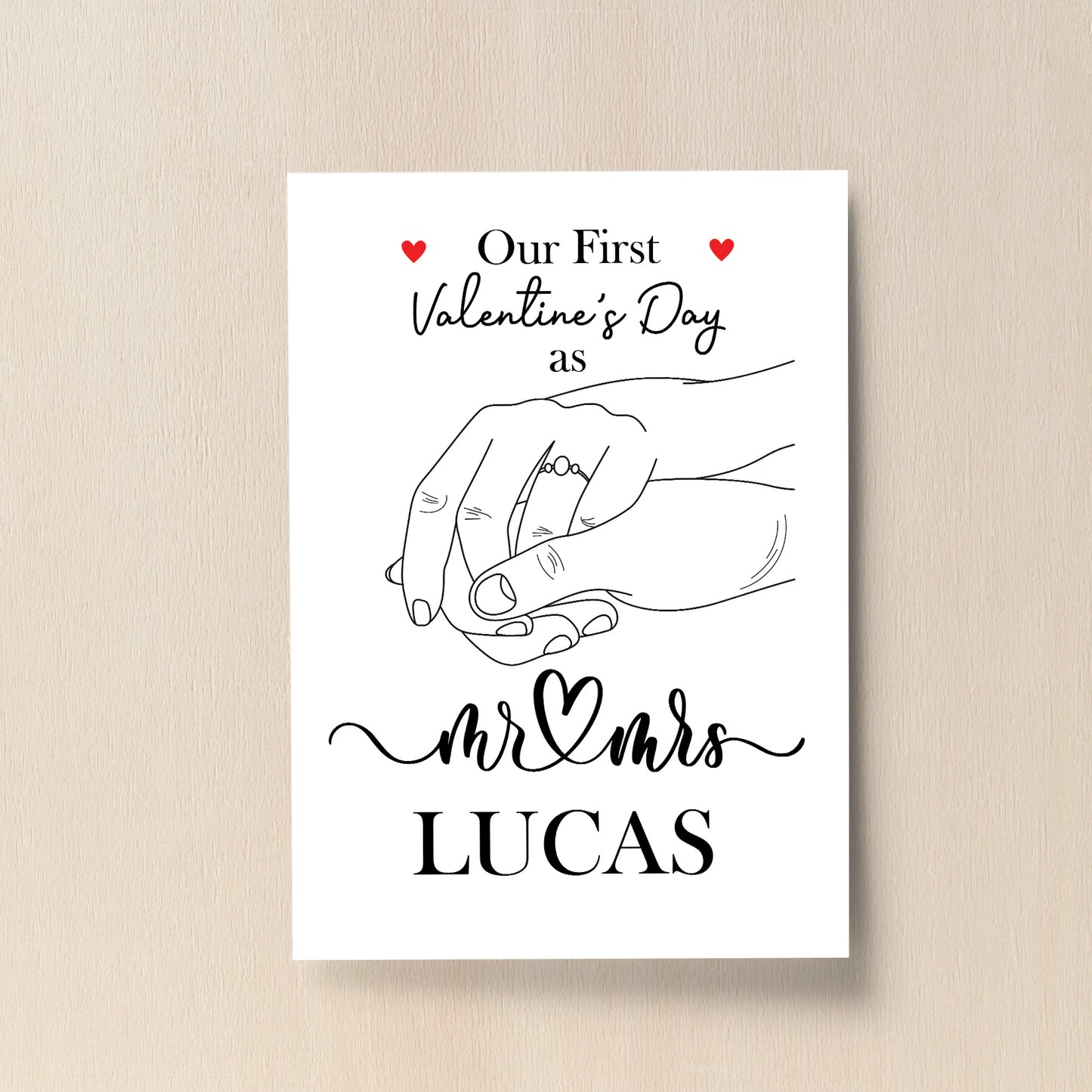 1st First Valentines Day Married Personalised Print Couple Gift