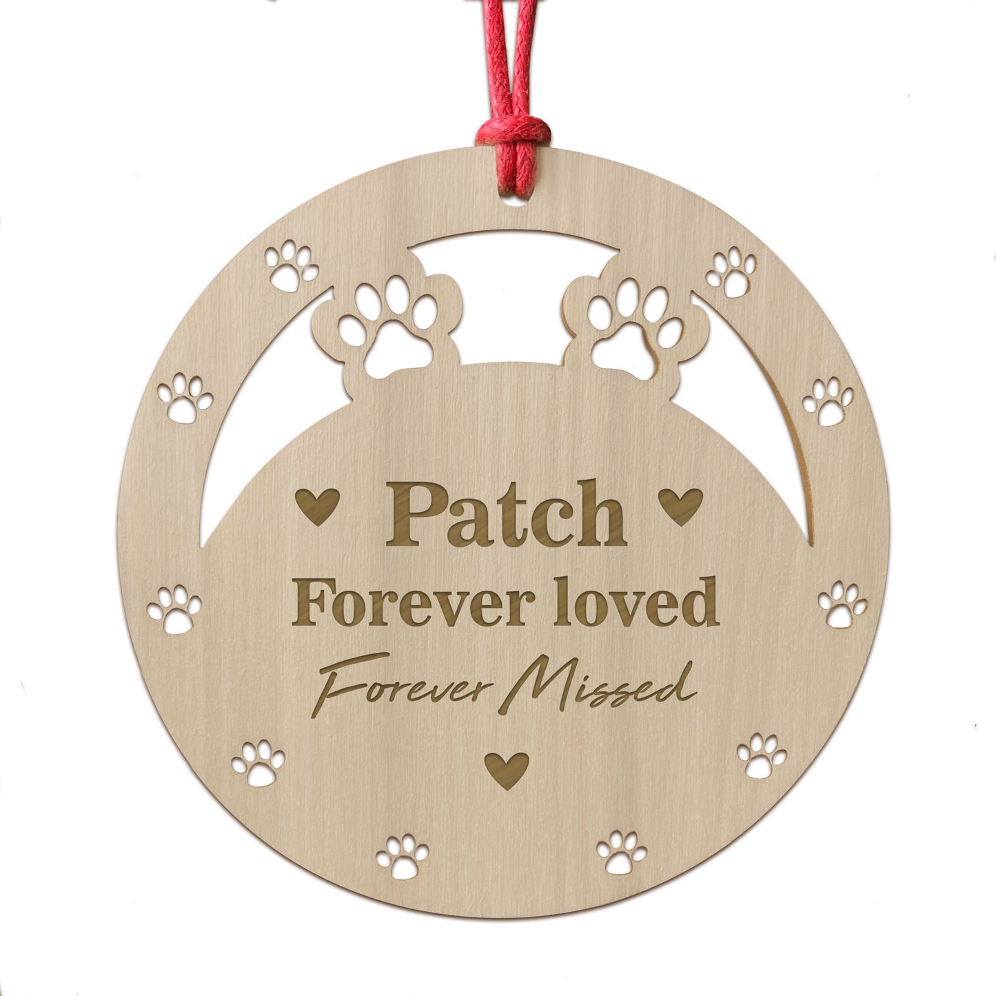 Pet Memorial Christmas Decoration Wood Engraved Bauble