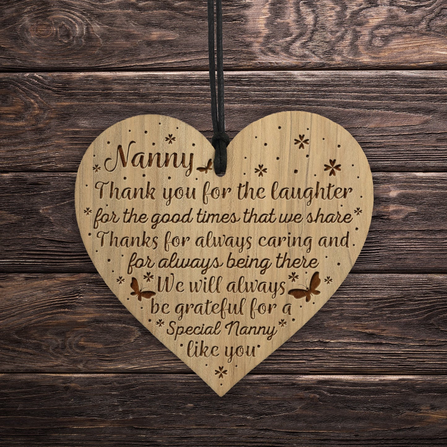 Nanny Thank You Gifts Engraved Wooden Heart Birthday Christmas