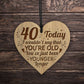 Funny 40th Birthday Gift For Him Her Shabby Chic Engraved Heart