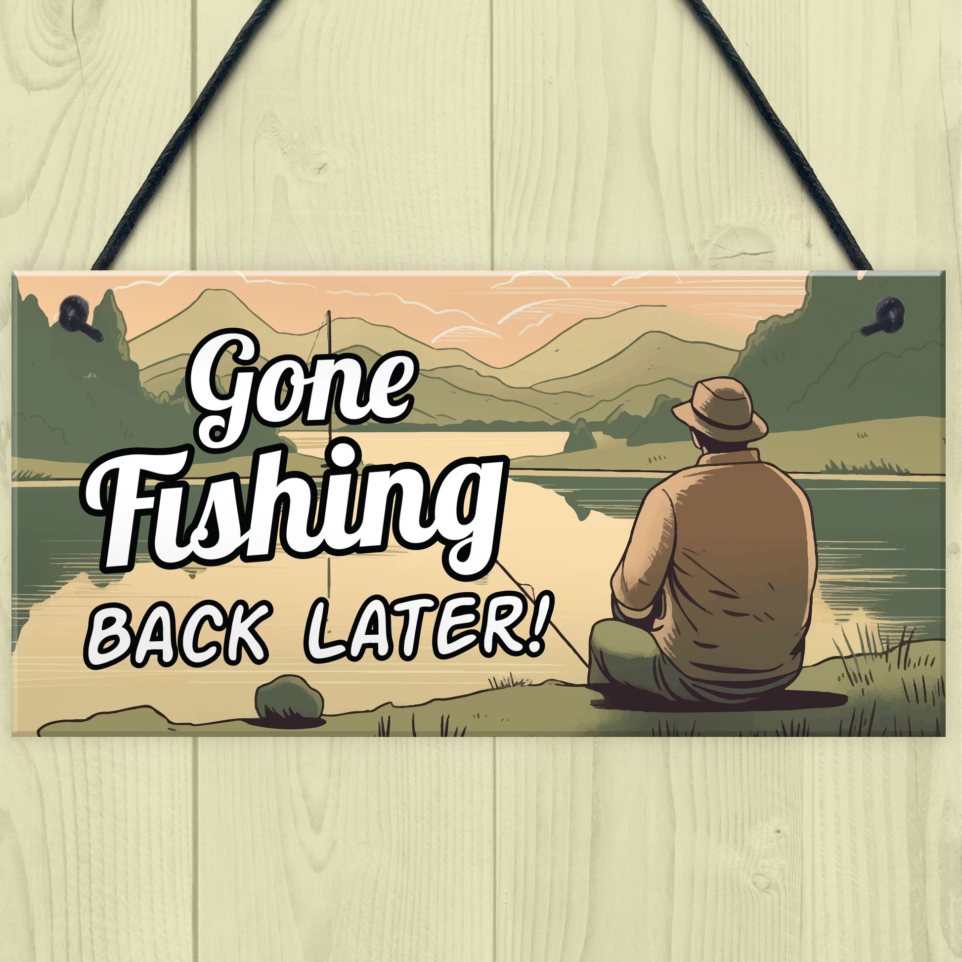 Gone Fishing Hanging Plaque Novelty Fishing Gifts For Men Dad