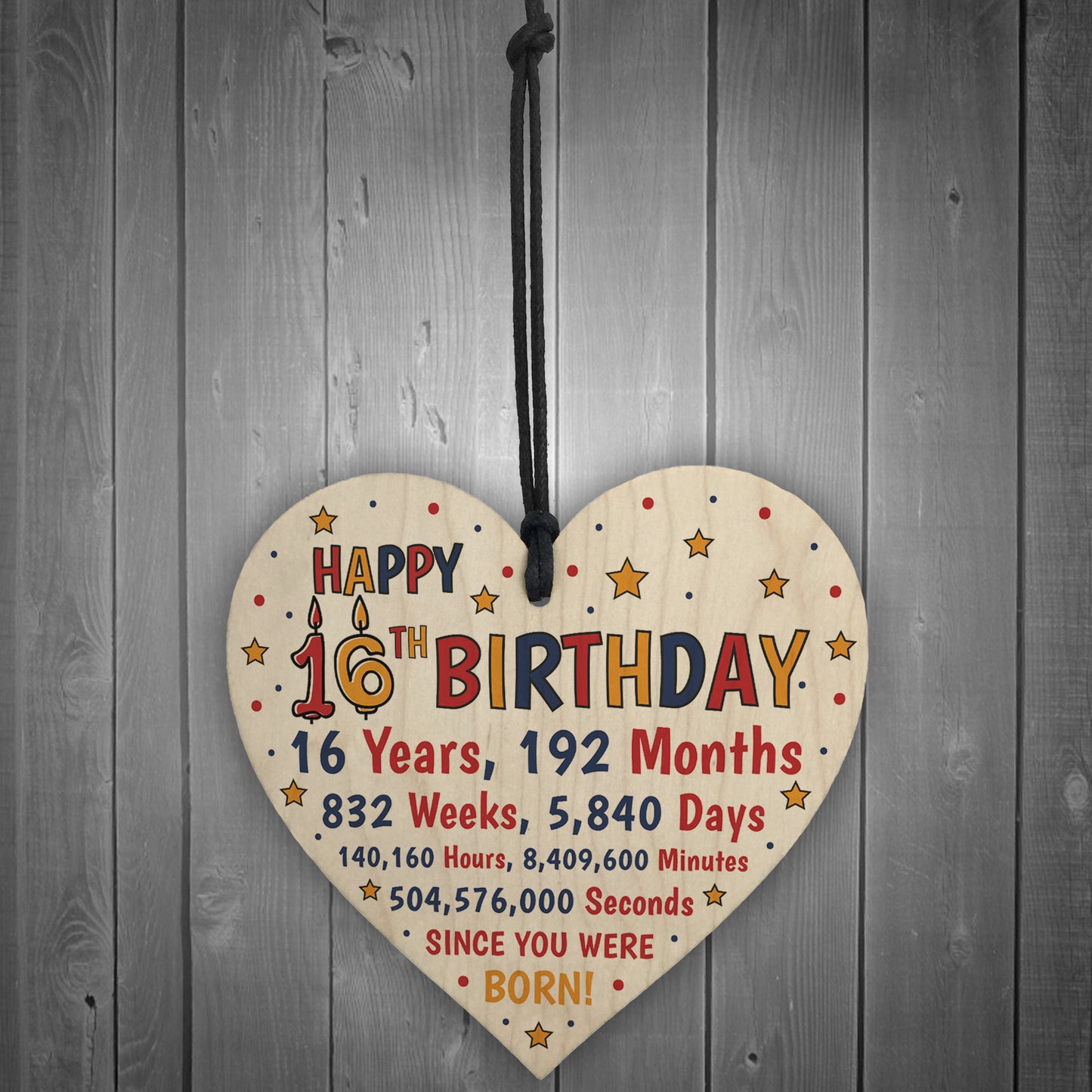 16th Birthday Gift For Daughter Son Wood Hanging Heart Sixteenth