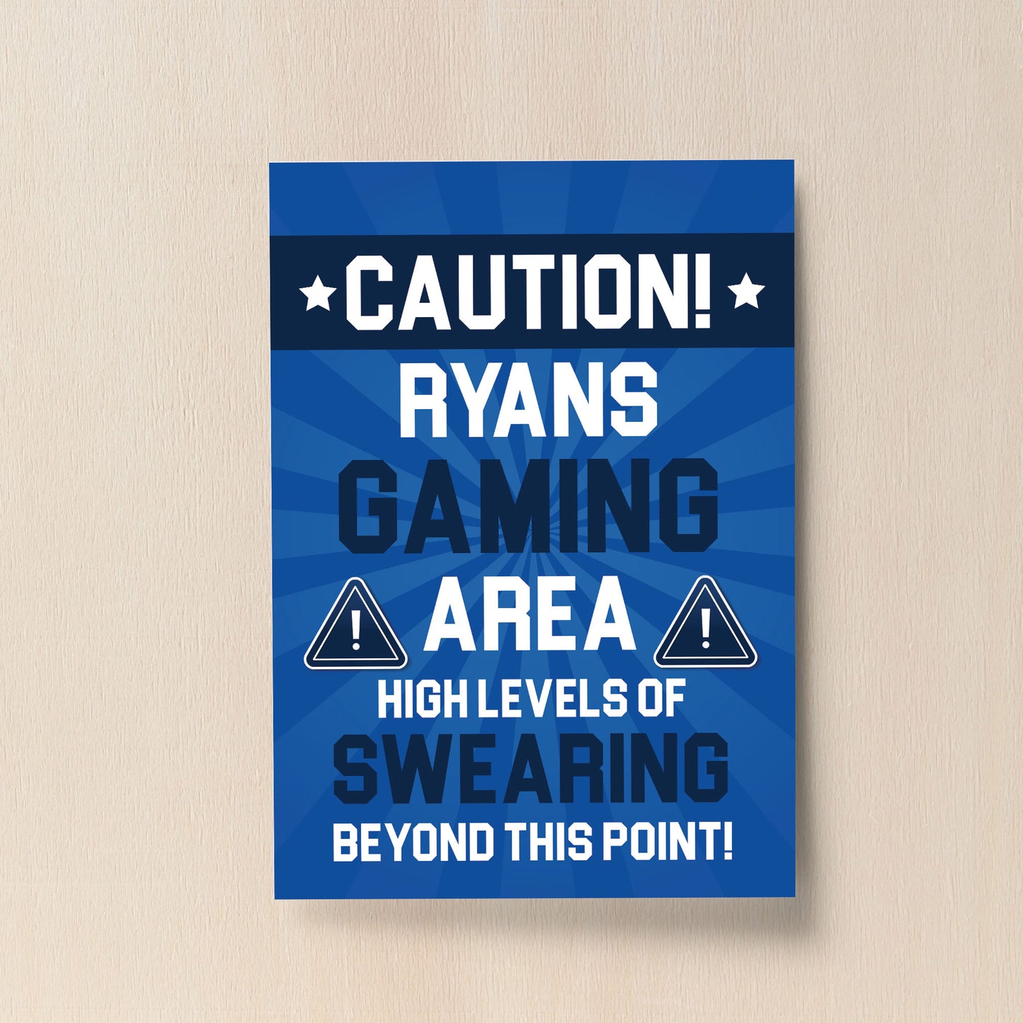 PERSONALISED Gaming Area Print Man Cave Games Room Sign