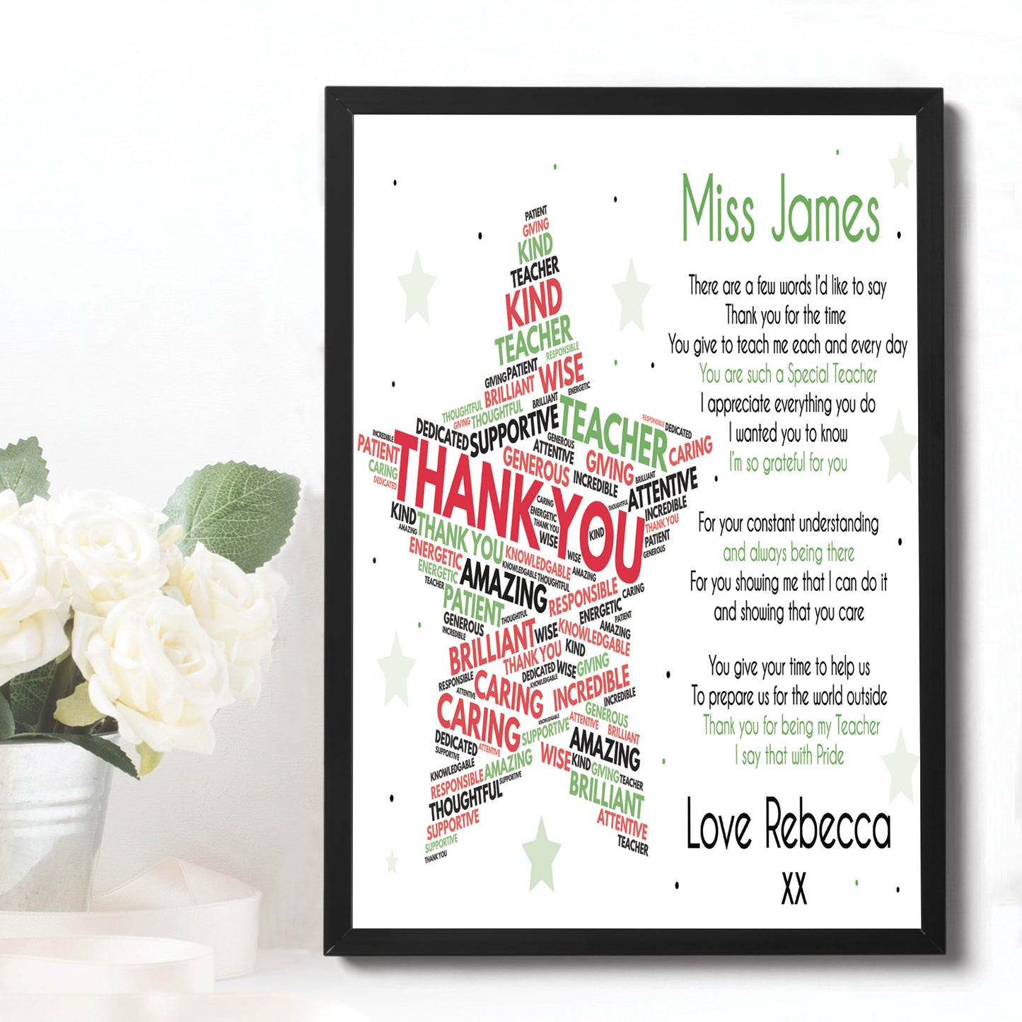 Personalised Thank You Teacher Gift STAR School Teacher TA