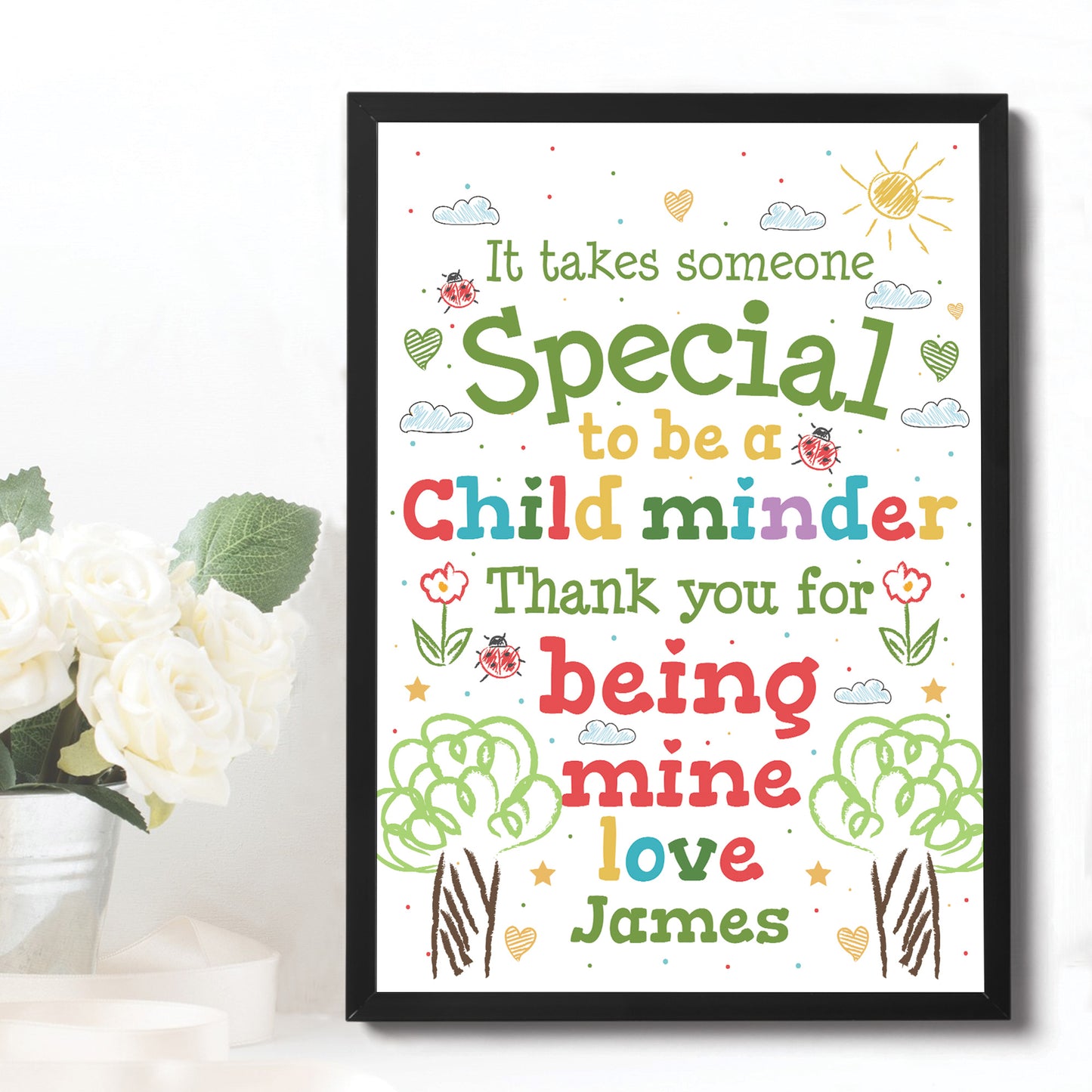 Thank You Childminder Gift Personalised Childminder Framed Print