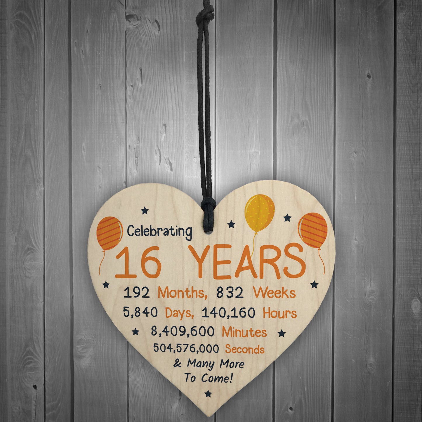 16th Birthday Novelty Wooden Heart Gift For Son Daughter Brother