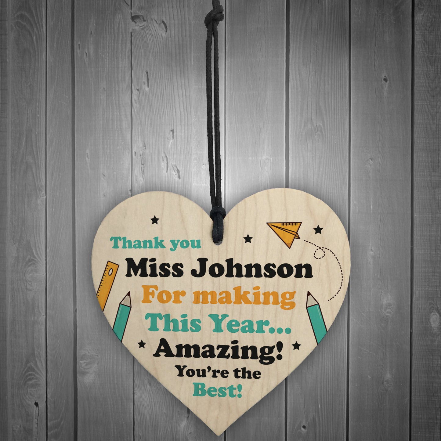 Teacher Gift Thank You Gift Hanging Heart Personalised