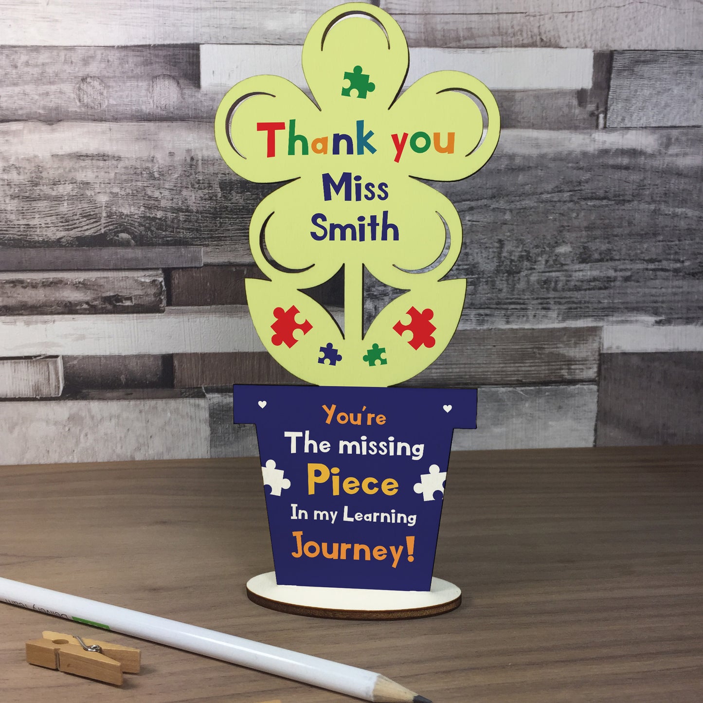 Thank You Wooden Flower Gift For Teacher Assistant Personalised