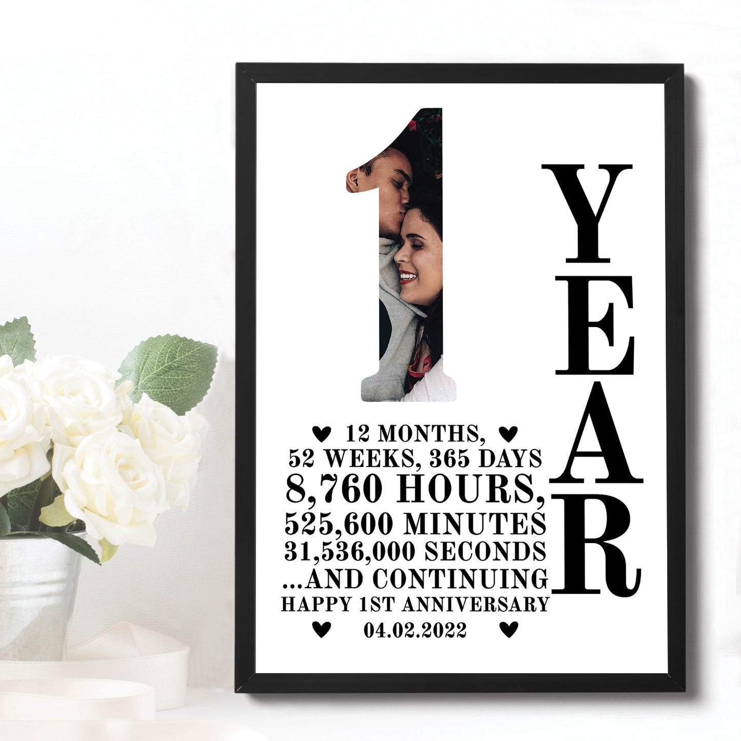 1st Anniversary Gift Framed Print Personalised Photo Husband