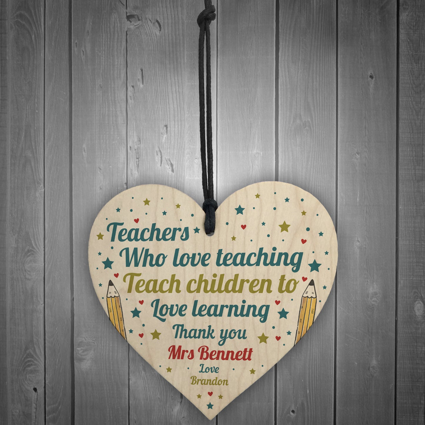 Personalised Best Teacher Gift Thank You Wooden Heat Leaving