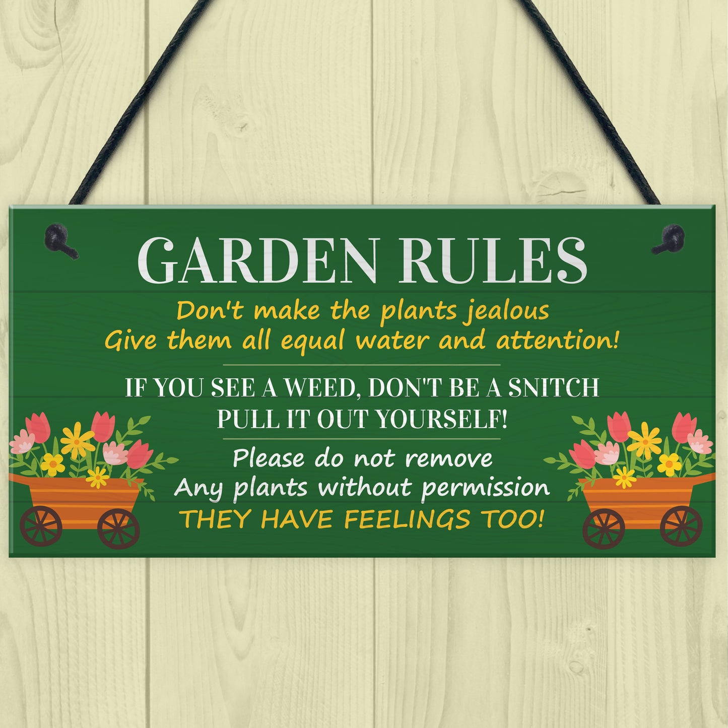 Garden Rules Funny Sign Outdoor Decor For Garden Shed Summer