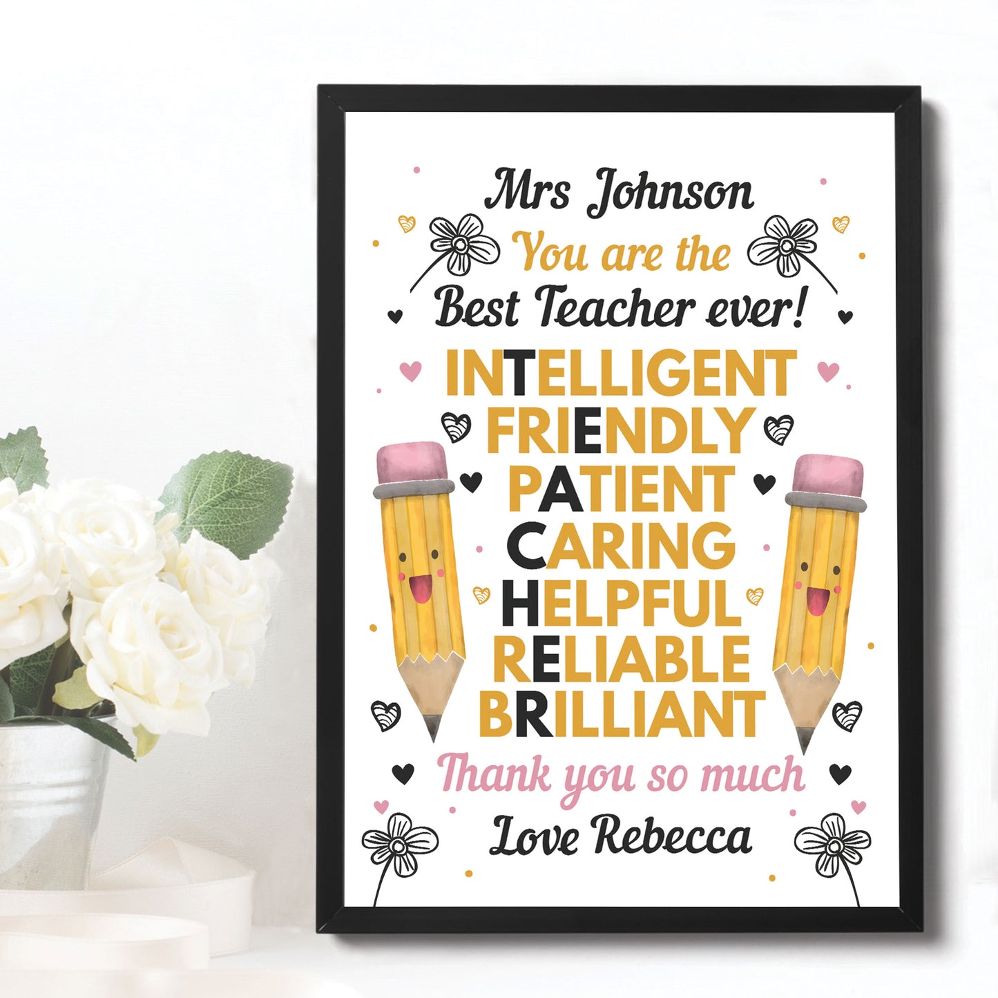 Best Teacher Framed Print Leaving School Nursery Gifts Thank You