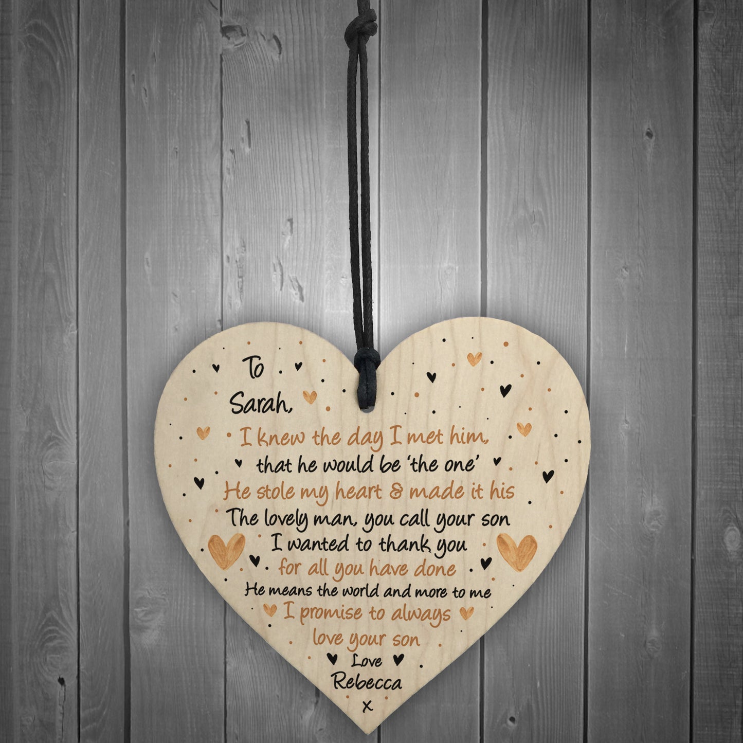 Mother of The Groom Wood Heart Parents of The Groom Personalised