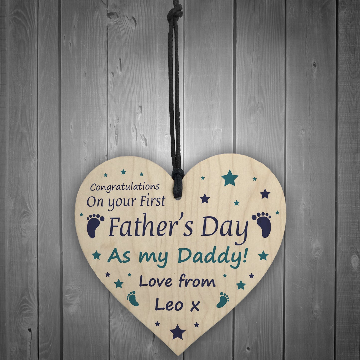 Fathers Day Gift For Daddy Personalised Wood Heart Daddy Gift