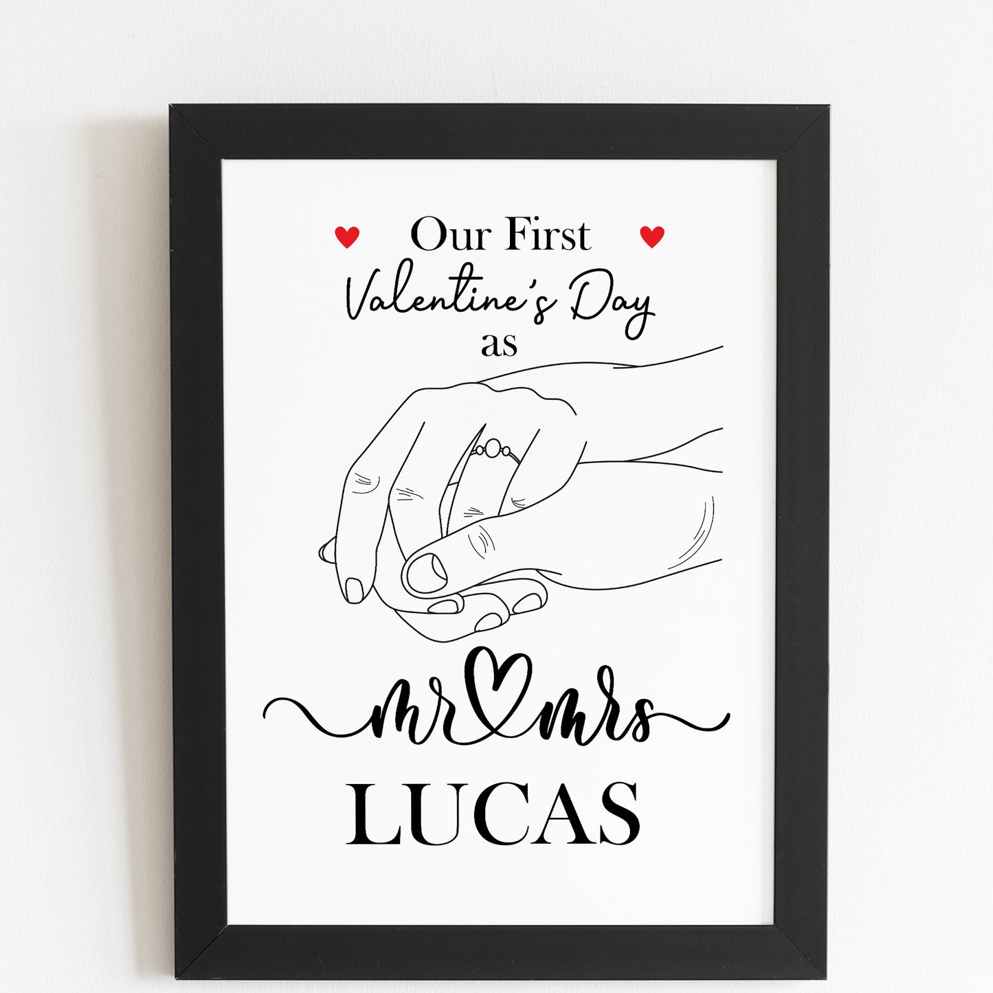 1st First Valentines Day Married Framed Print Gift For Couple