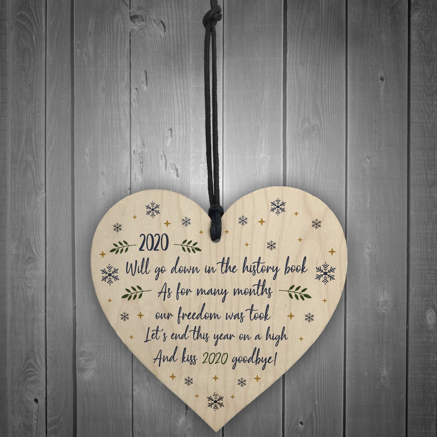 2020 Lockdown Poem Wooden Heart Christmas Tree Decoration