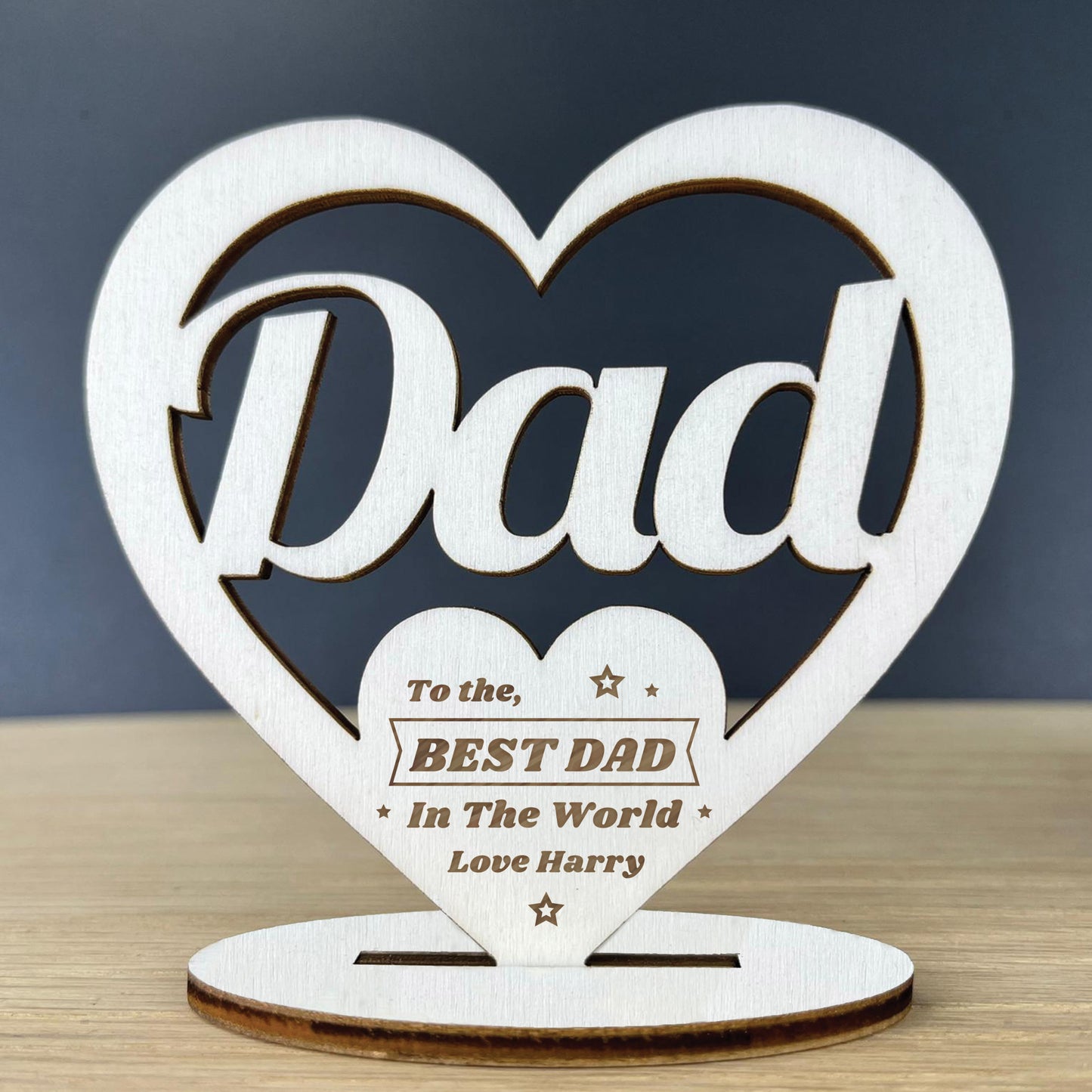 Fathers Day Gift Personalised Wood Heart Best Dad Gift