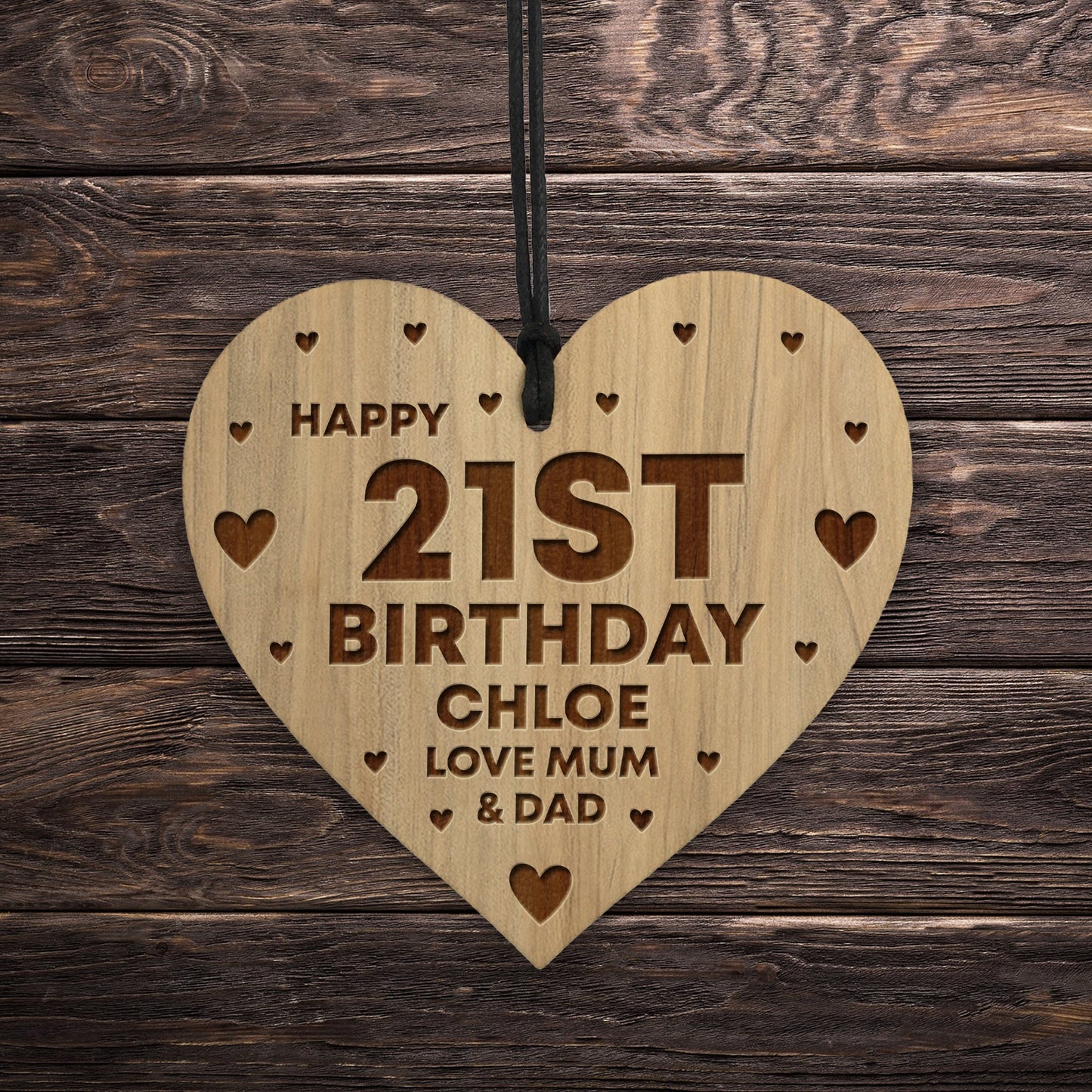 21st Birthday Gift For Daughter Wood Heart Personalised Friend