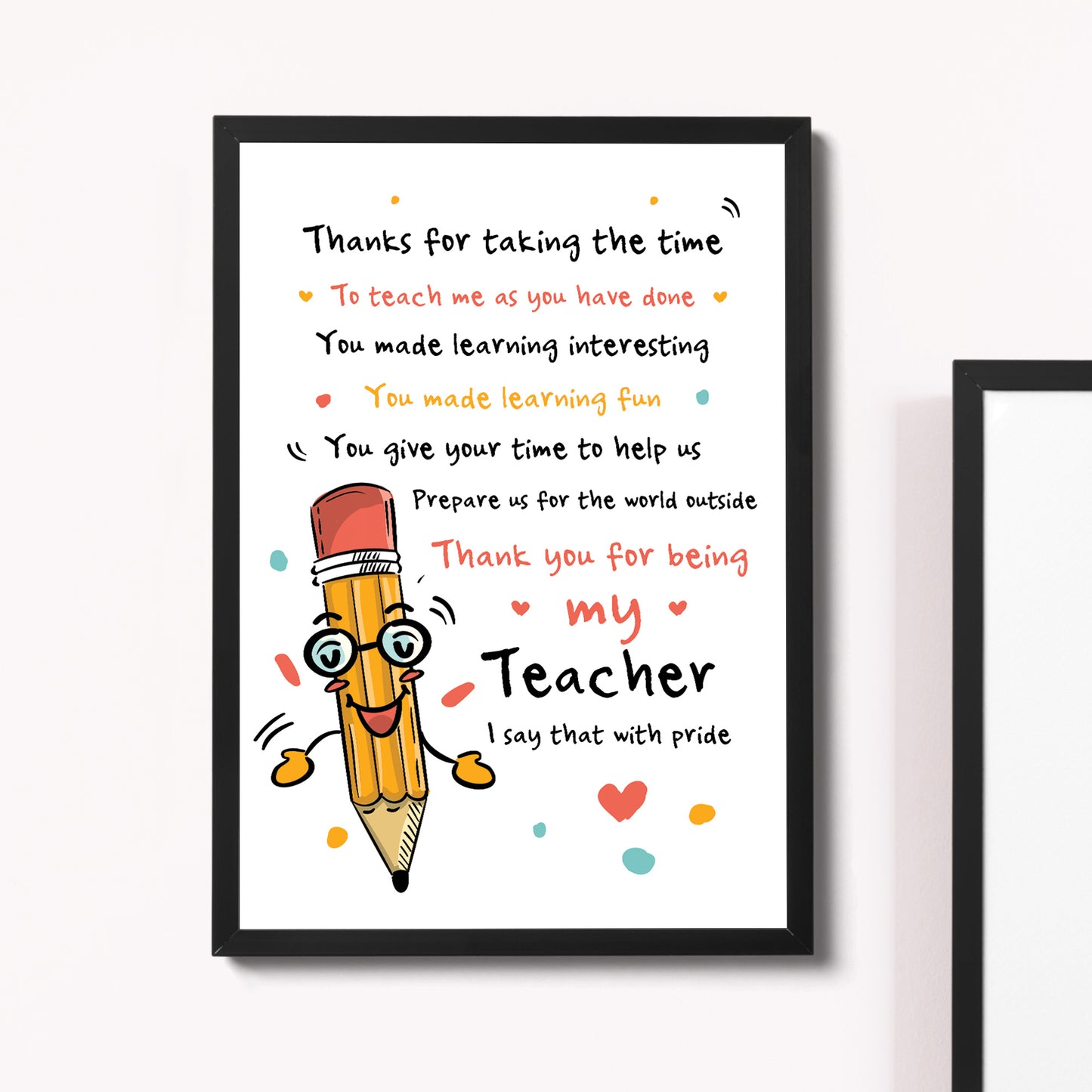 Teacher Gift Thank You Present Best Teacher Poem Leaving School