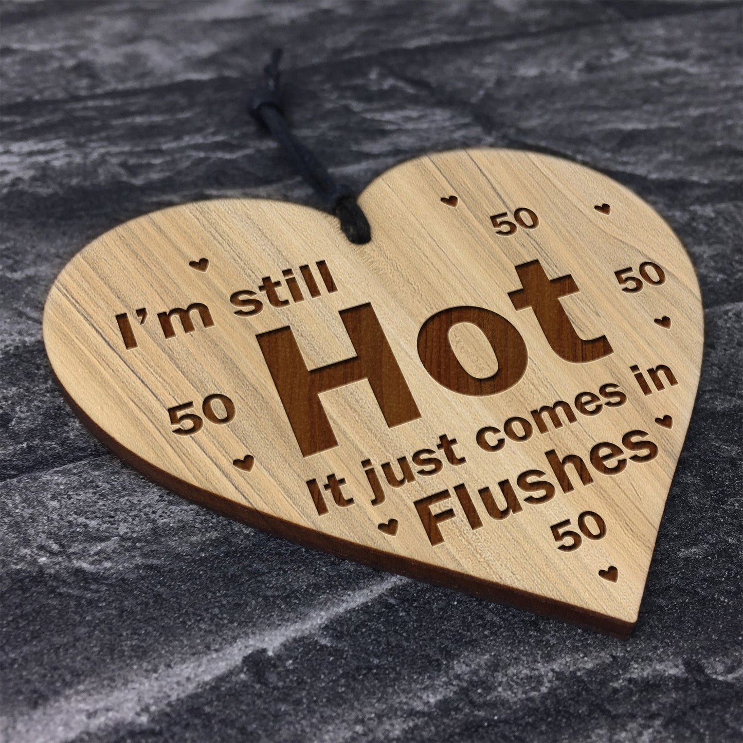 50th Birthday Gift Fifty Birthday Wood Engraved Heart Gift