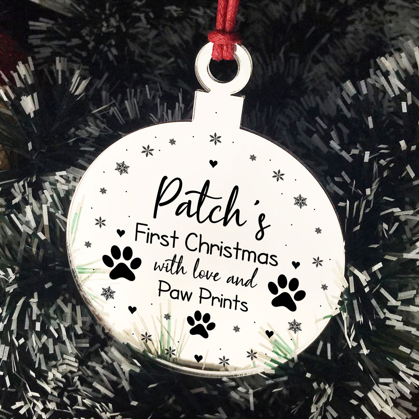 1st Christmas With Any Name Dog Bauble Personalised Engraved