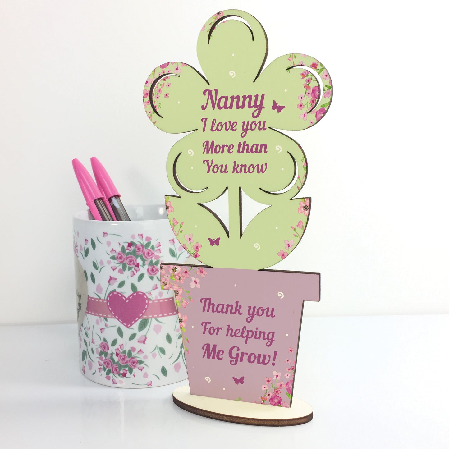 Nanny Birthday Christmas Gift Wood Flower Mothers Day Gift LOVE