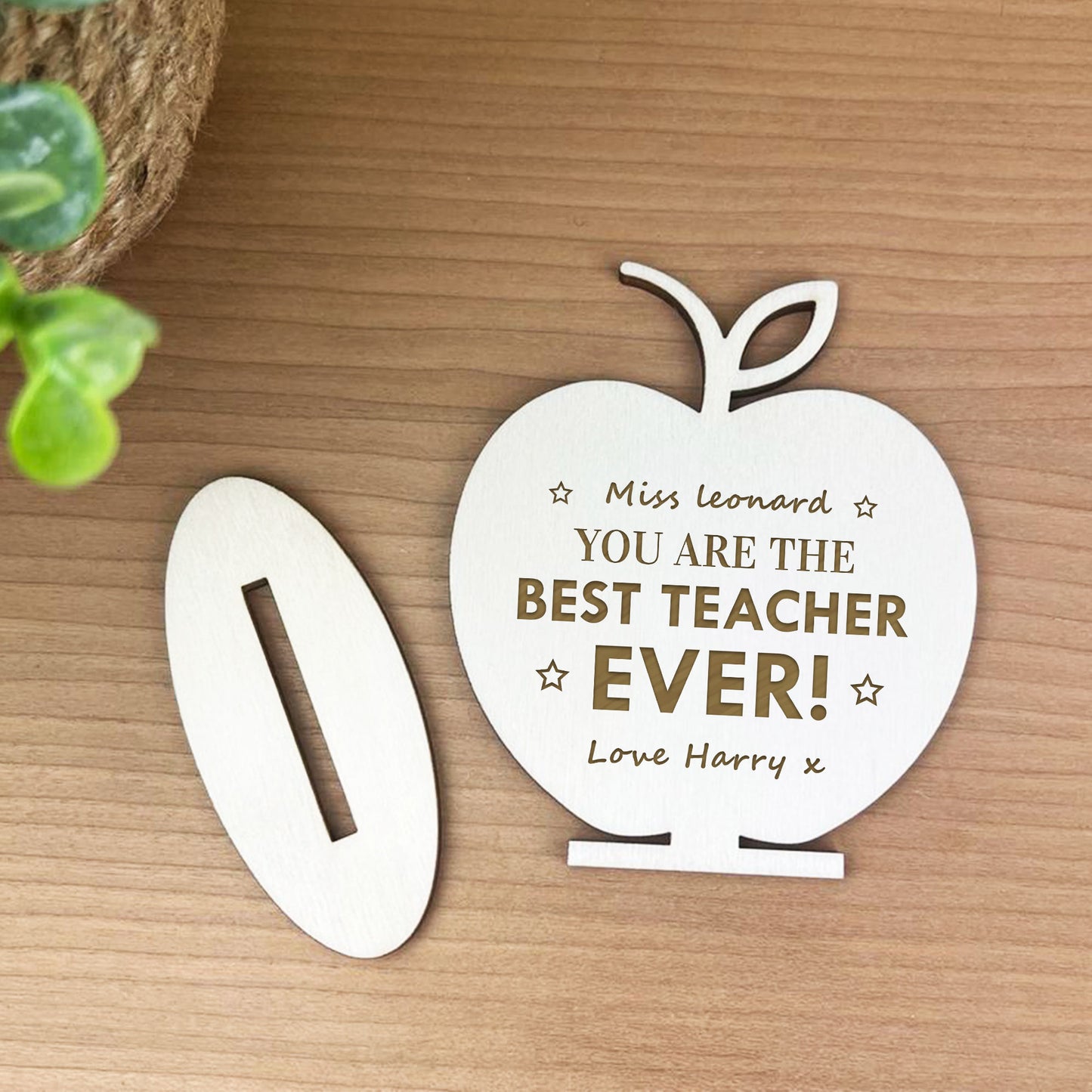 Thank You Teacher Gift Wooden Sign Apple Nursery School Gift