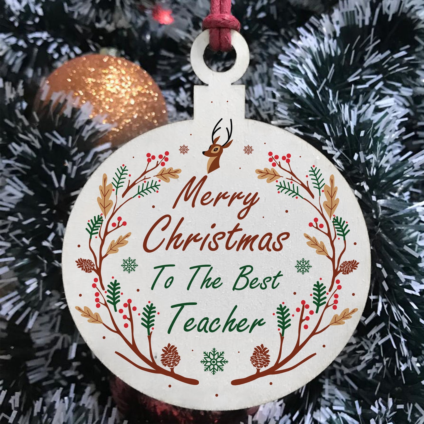 Merry Christmas To The Best Teacher Hanging Bauble Tree Decor