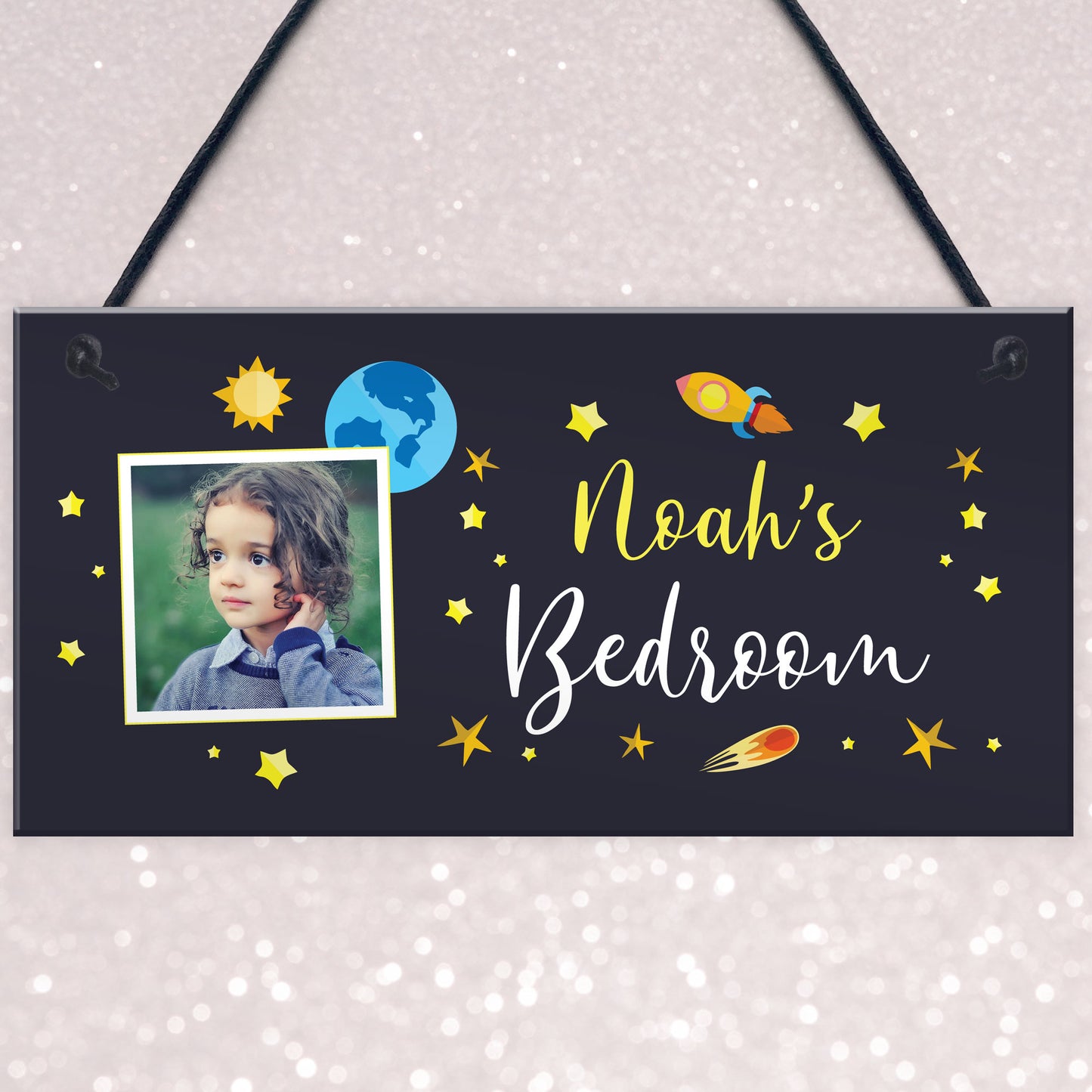 Personalised Space Themed Bedroom Sign For Boys Bedroom Son Gift