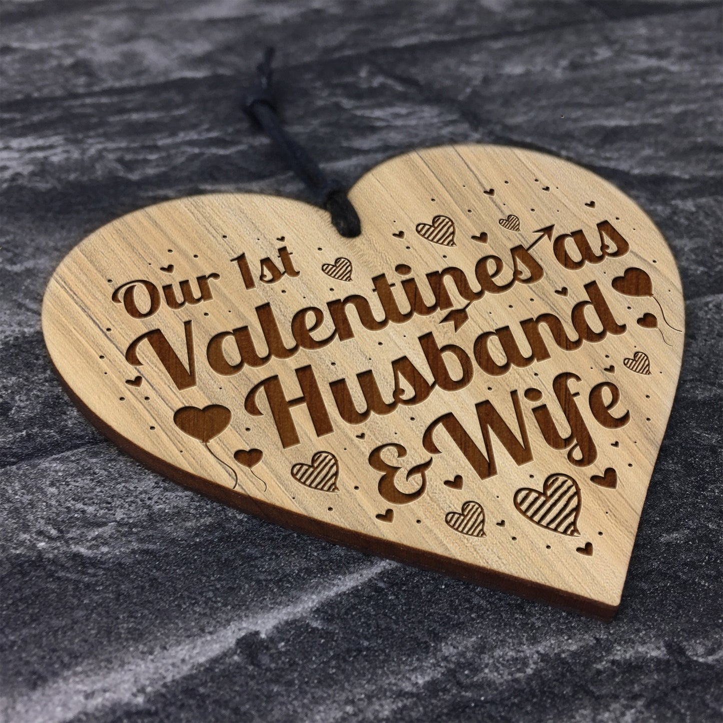 1st Valentines As Husband And Wife Engraved Heart Him Her