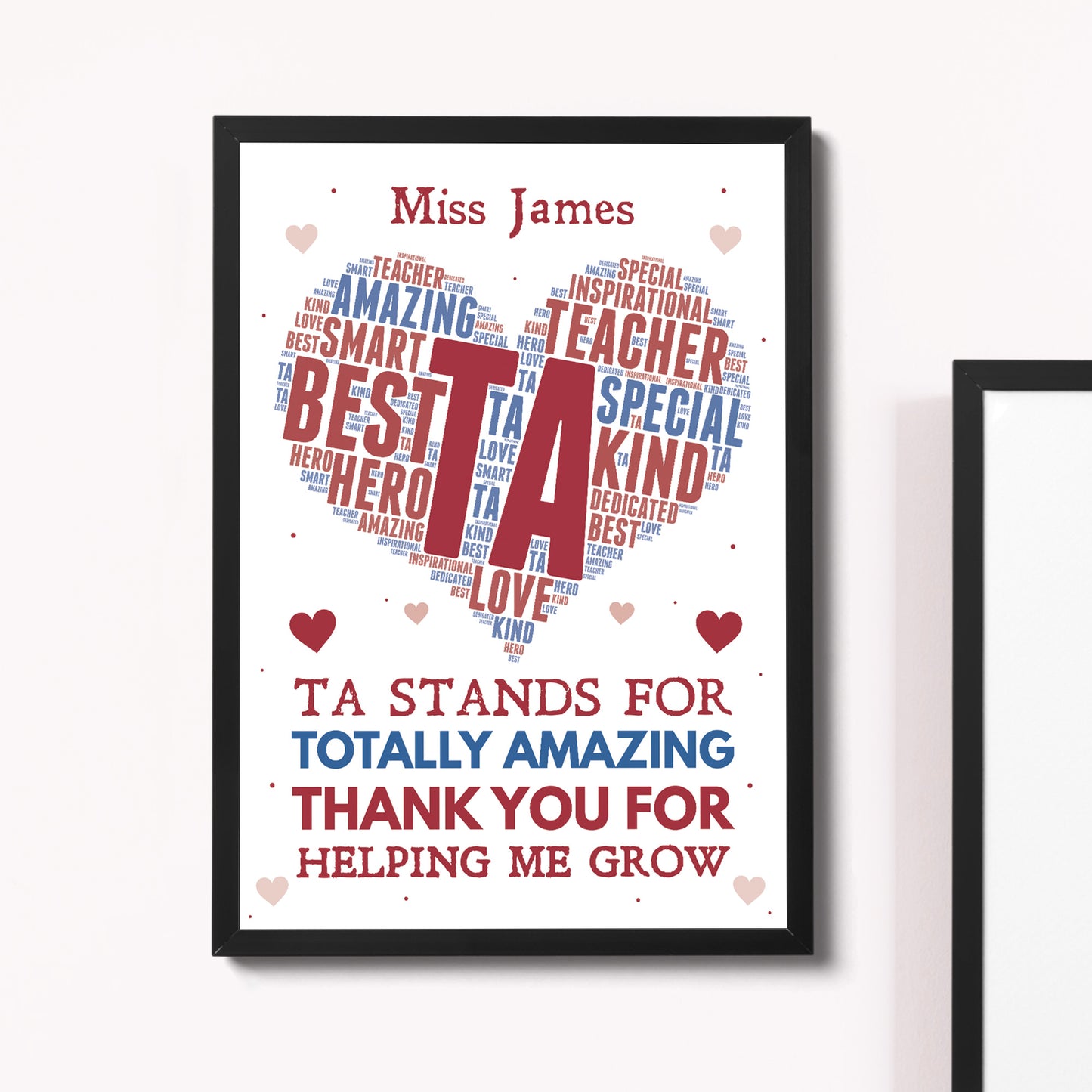 Personalised Amazing Teaching Assistant Gift Framed Word Art