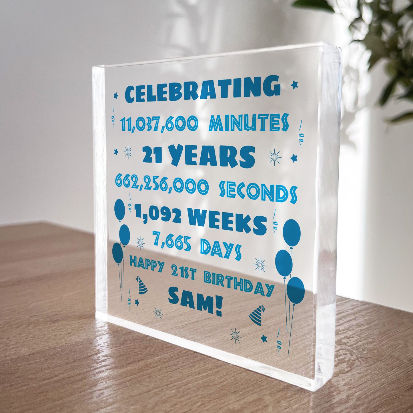 Personalised 21st Birthday Gift For Son Brother Freestanding