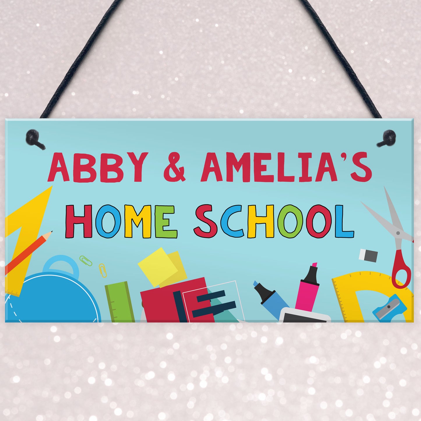 Home School Sign Personalised Hanging Door Sign Classroom Sign