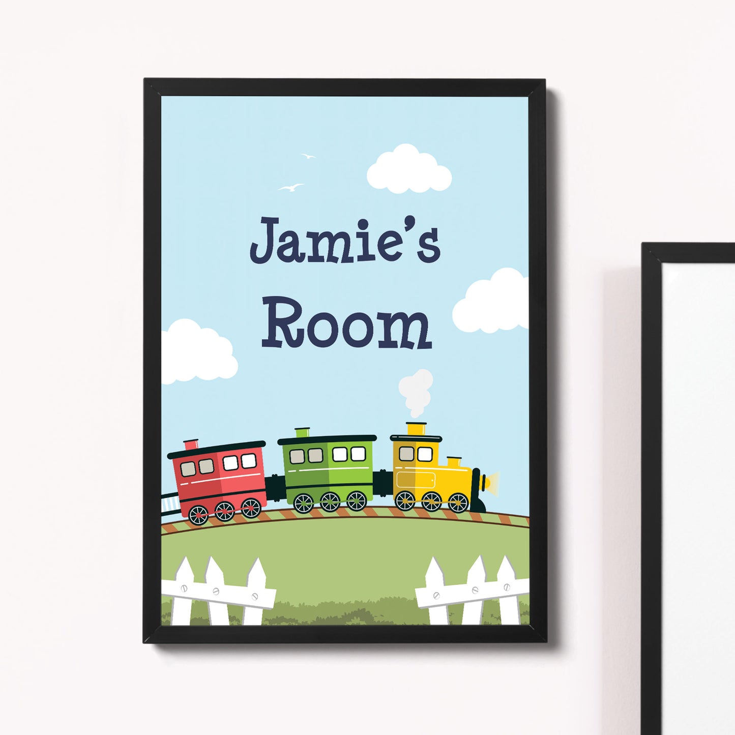 Personalised Nursery Art Train Print Picture for Baby Toddler