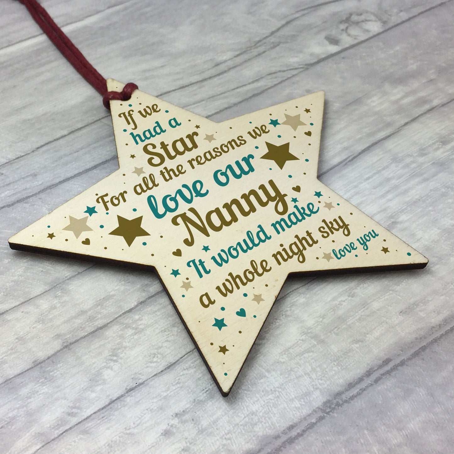 NANNY GIFTS Nanny Birthday Gift Wooden Star Plaque Mothers Day