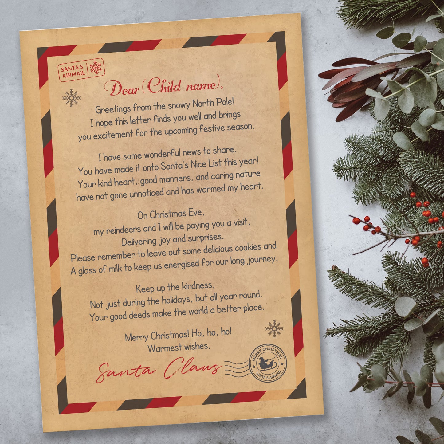Personalised Letter From Santa Christmas Eve Box Filler Daughter
