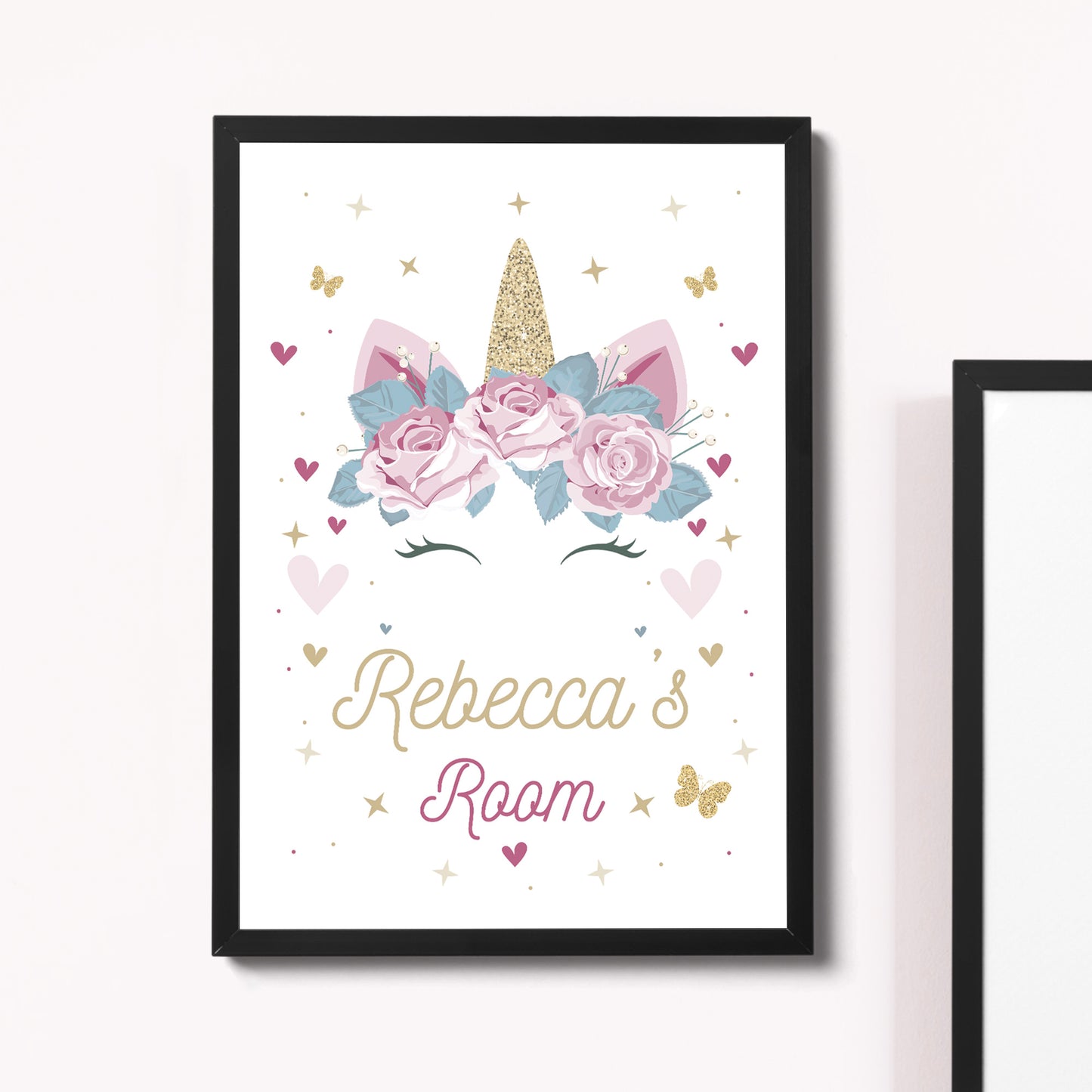 Girl Bedroom Sign Personalised Unicorn Print Nursery Frame Print