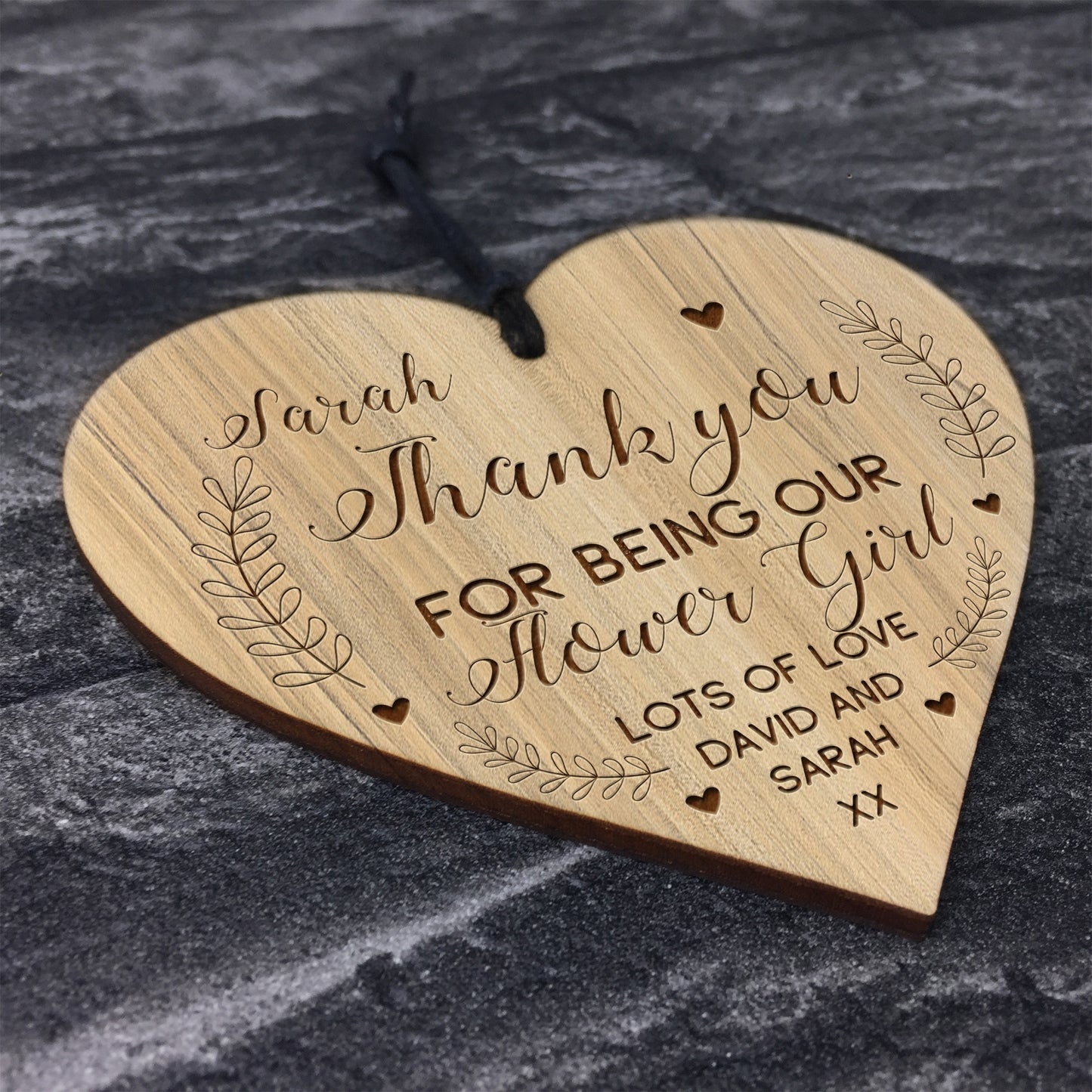 Personalised Flower Girl Gifts Engraved Heart Thank You Gift