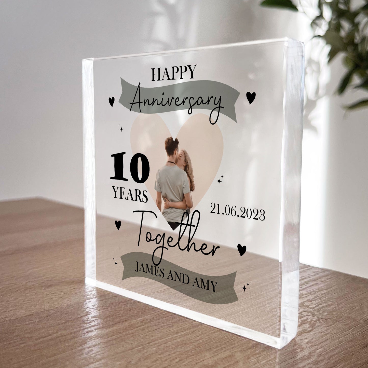 10th Wedding Anniversary Gift Personalised Photo Block Husband