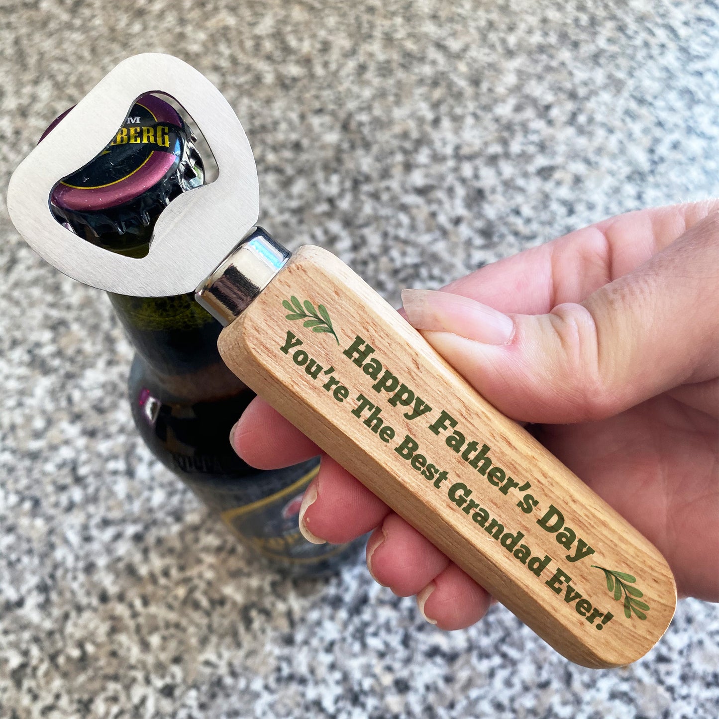 Happy Fathers Day Gift For Grandad Wooden Bottle Opener Gift