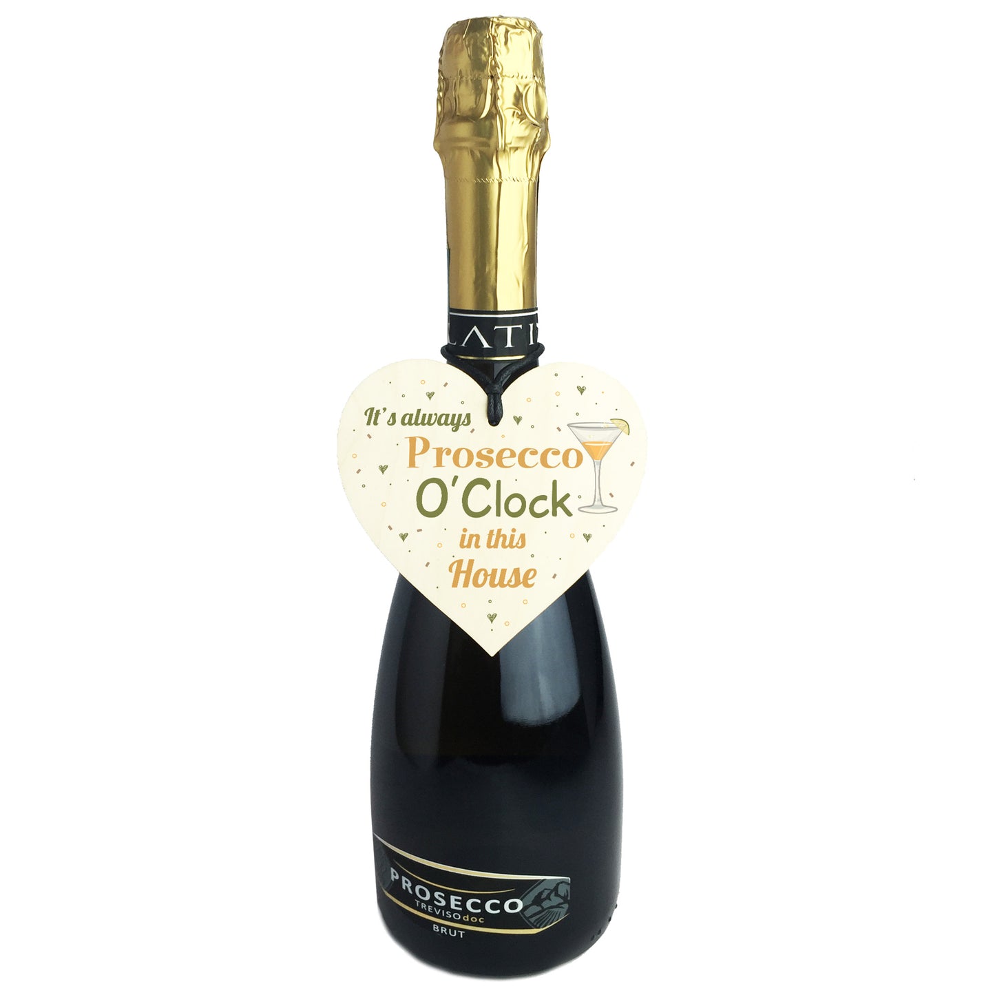 Prosecco O'Clock Friendship Wooden Heart Birthday Alcohol Garden