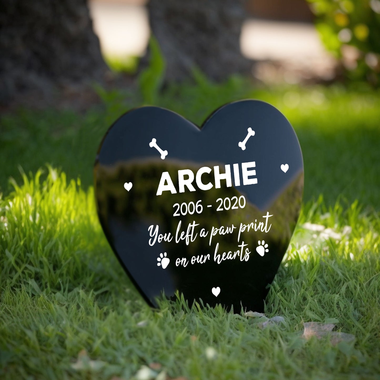 Personalised Dog Memorial Heart Stake Grave Marker Memorial Sign