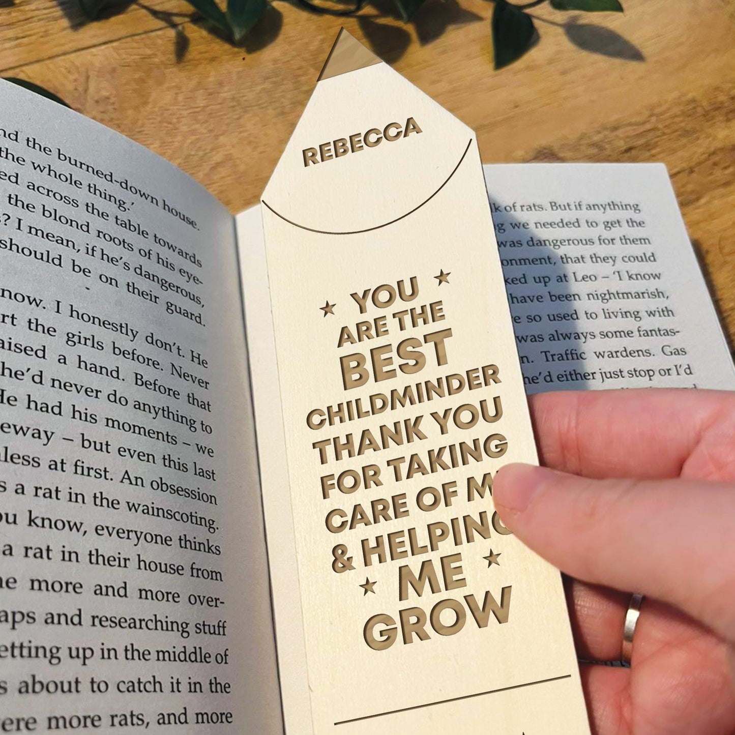 Personalised Best Childminder Gift Engraved Wood Bookmark