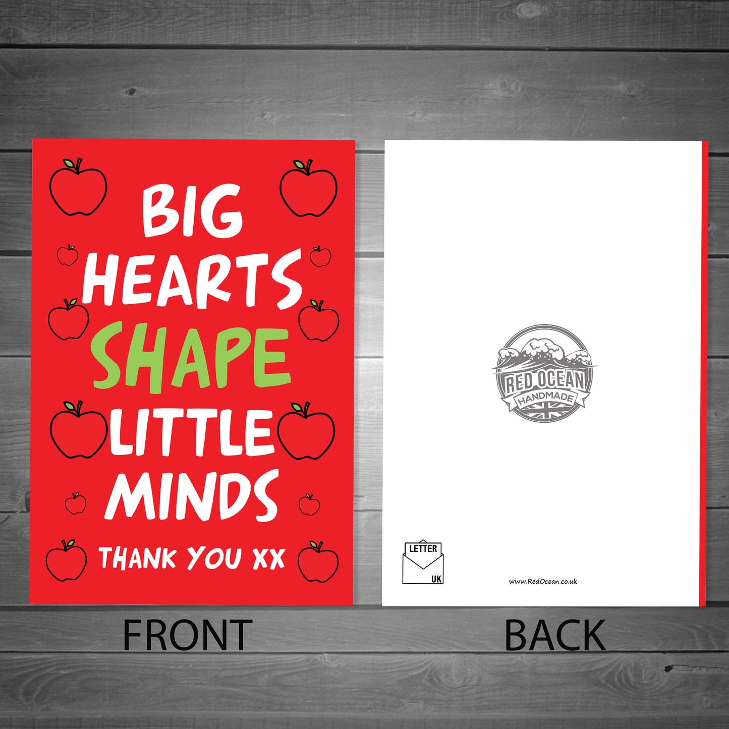 Big Hearts Shape Little Minds Card For Teacher Thank You Card