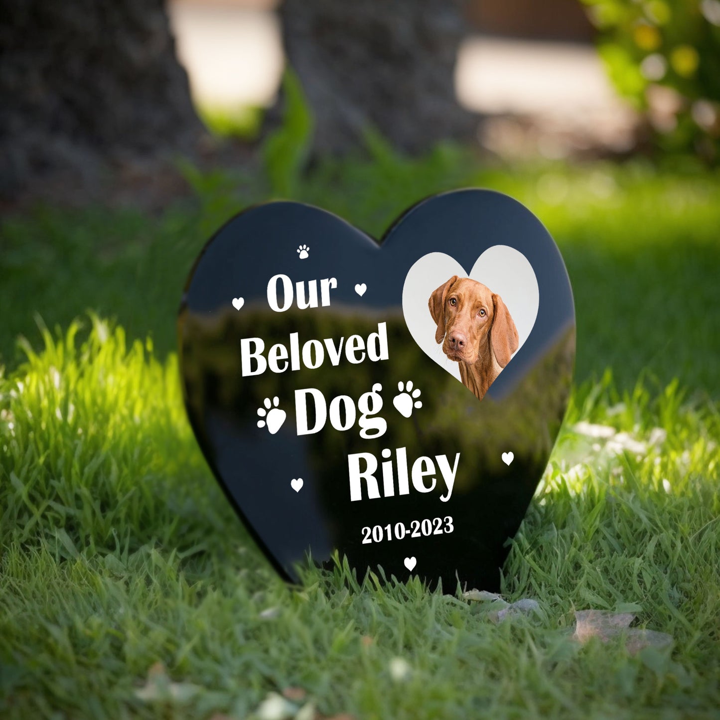 Personalised Memorial Heart Grave Marker Plaque For Pet Cat Dog