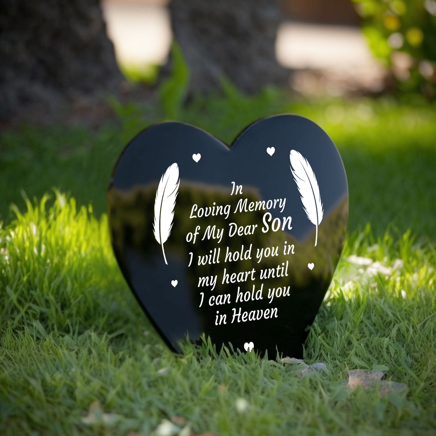 Son Memorial Plaque Heart Stake Grave Marker Remembrance Gift