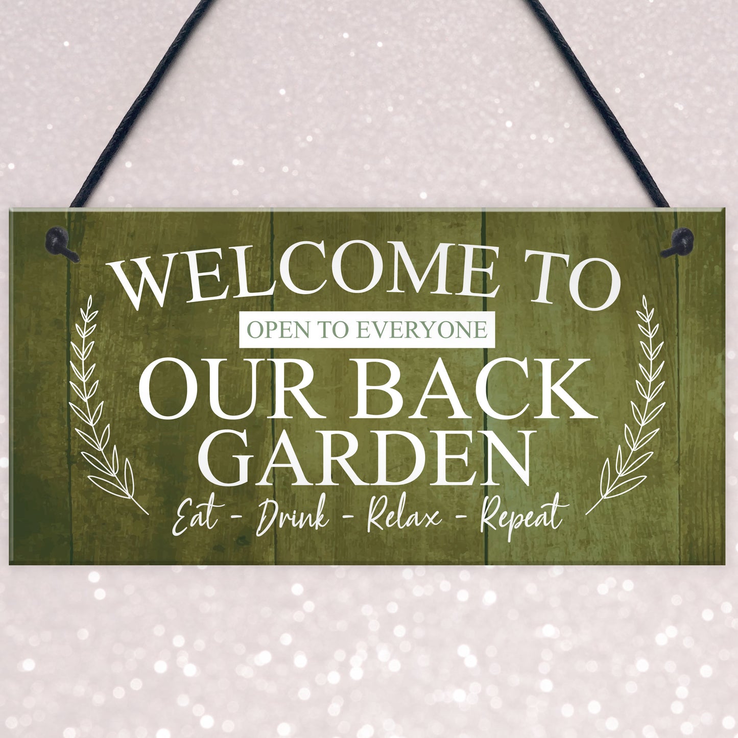 BACK GARDEN Sign Hanging Wall Shed Plaque Rustic Friendship Gift